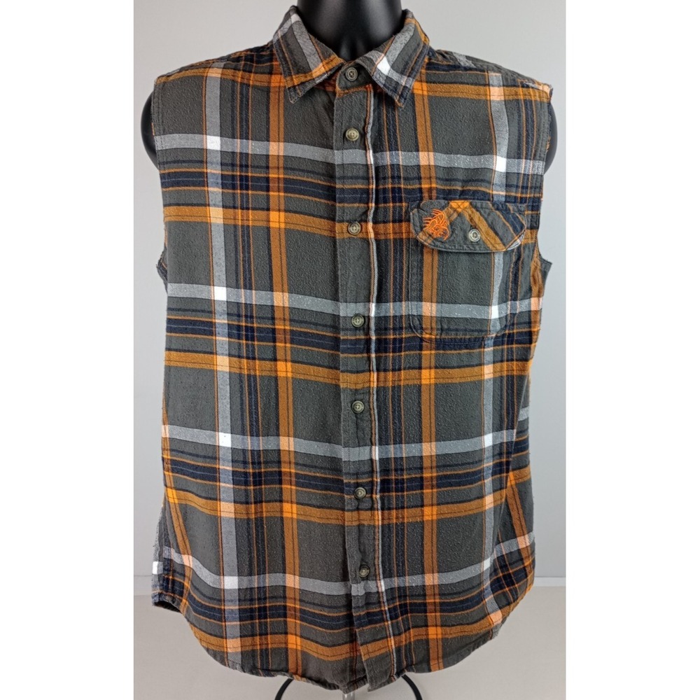 Legendary Whitetails Original Deer Gear Mens M Gray Yellow Black Plaid Vest